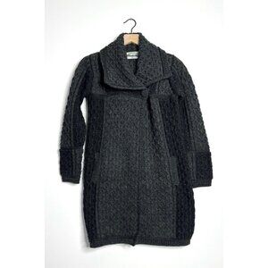 ARAN CRAFTS Merino Wool Long Cardigan XS